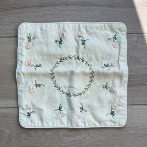 Embroidered Floral Linen Pillow Case